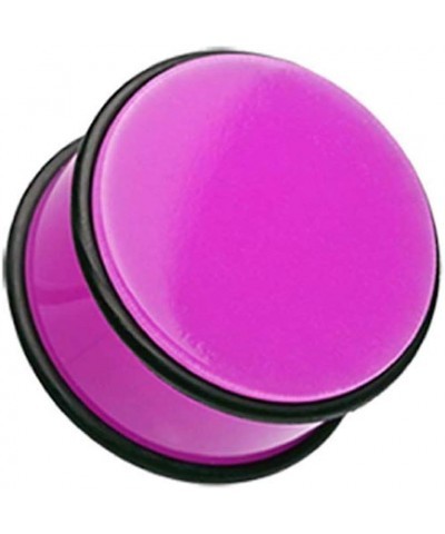 Neon Colored Acrylic No Flare Ear Gauge Plug 6 GA (4mm), Purple $8.15 Body Jewelry