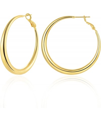 Gold Hoop Earrings for Women Lightweight Large Gold Hoop Earrings 14K Gold Plated Hoop Earrings with Hypoallergenic Sterling ...