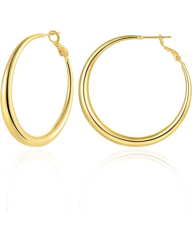 Gold Hoop Earrings for Women Lightweight Large Gold Hoop Earrings 14K Gold Plated Hoop Earrings with Hypoallergenic Sterling ...