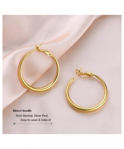 Gold Hoop Earrings for Women Lightweight Large Gold Hoop Earrings 14K Gold Plated Hoop Earrings with Hypoallergenic Sterling ...