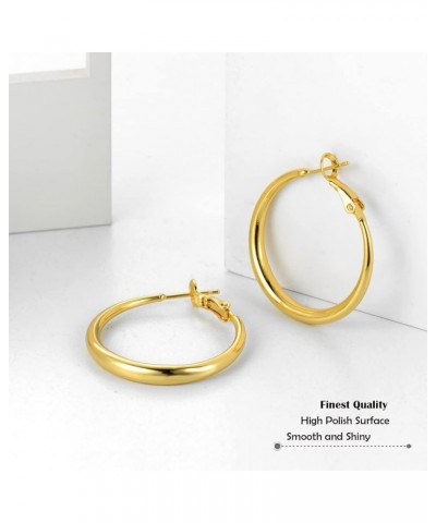 Gold Hoop Earrings for Women Lightweight Large Gold Hoop Earrings 14K Gold Plated Hoop Earrings with Hypoallergenic Sterling ...