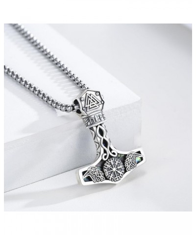 Thor Hammer Necklace 925 Sterling Silver Viking Mjolnir Necklace Oxidize Norse Runes Amulet Jewelry Gifts for Women Men Mjoln...