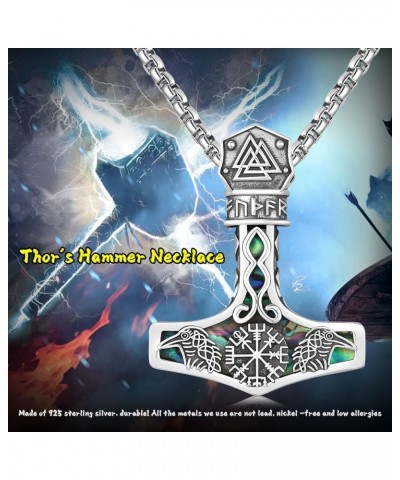 Thor Hammer Necklace 925 Sterling Silver Viking Mjolnir Necklace Oxidize Norse Runes Amulet Jewelry Gifts for Women Men Mjoln...