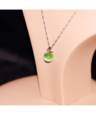 Cute Apple Pendant Necklace, Brown Coffee Color, Thanksgiving Jewelry Gifts for Women Daughter YL007-2D Linght Green $6.95 Ne...