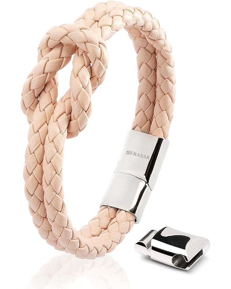 Leather Bracelet [Knot] for Women - Different Lengths and Colors - With Gift Box Pink 18cm $14.40 Bracelets