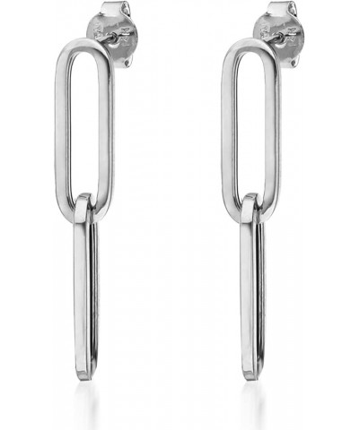 14K Paperclip Link Italian Style Stud Dangle Earrings 1.2inch long 2.2 grams of gold White Gold $86.95 Earrings