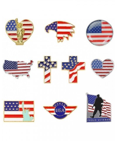 10pcs Lapel Pin American Flag Lapel Pins USA Badge Pins Patriotic Lapel Pins Gold Cross Brooch Eagle Enamel Decorations for M...