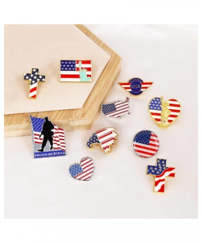 10pcs Lapel Pin American Flag Lapel Pins USA Badge Pins Patriotic Lapel Pins Gold Cross Brooch Eagle Enamel Decorations for M...