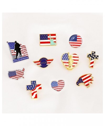 10pcs Lapel Pin American Flag Lapel Pins USA Badge Pins Patriotic Lapel Pins Gold Cross Brooch Eagle Enamel Decorations for M...