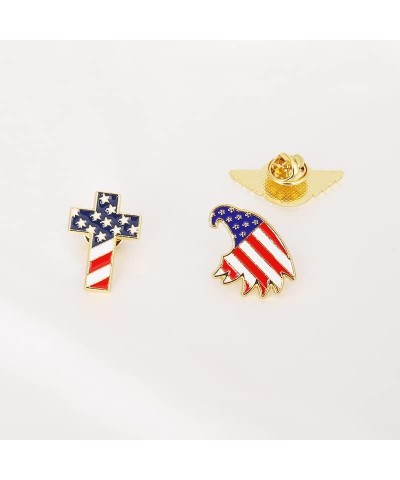 10pcs Lapel Pin American Flag Lapel Pins USA Badge Pins Patriotic Lapel Pins Gold Cross Brooch Eagle Enamel Decorations for M...