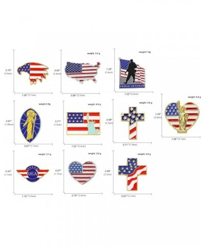 10pcs Lapel Pin American Flag Lapel Pins USA Badge Pins Patriotic Lapel Pins Gold Cross Brooch Eagle Enamel Decorations for M...