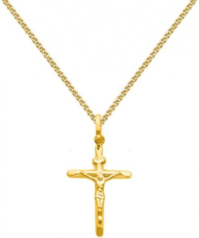 14k Yellow Gold Crucifix Cross Pendant with 1.5mm Flat Open Wheat Chain Necklace 20.0 Inches $89.67 Necklaces