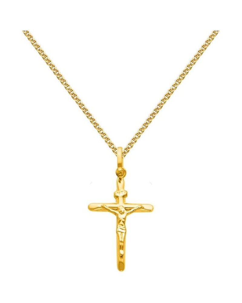 14k Yellow Gold Crucifix Cross Pendant with 1.5mm Flat Open Wheat Chain Necklace 20.0 Inches $89.67 Necklaces