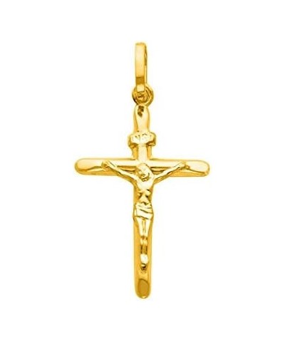 14k Yellow Gold Crucifix Cross Pendant with 1.5mm Flat Open Wheat Chain Necklace 20.0 Inches $89.67 Necklaces