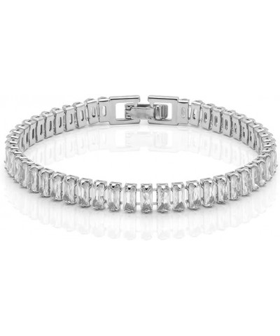 Tennis Bracelets for Women Mens Bracelets 316L Stainless Steel Baguette Cut Round Model Classic Tennis Bracelet Turquoise Hyp...