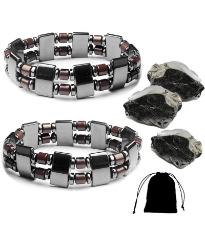 2 PCS Shungite Bracelet Shungite Beads Crystal Stretchy Stones Bracelets Energy for Men Women Chakra Balance Reiki Color-E $1...