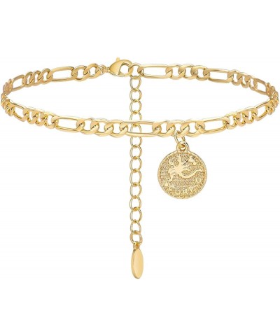 Gold Plated Anklets for Women Dainty Zodiac Constellation Anklet Zodiac Sign Disc Ankle Bracelet 14K Real Gold Plated Anklets...