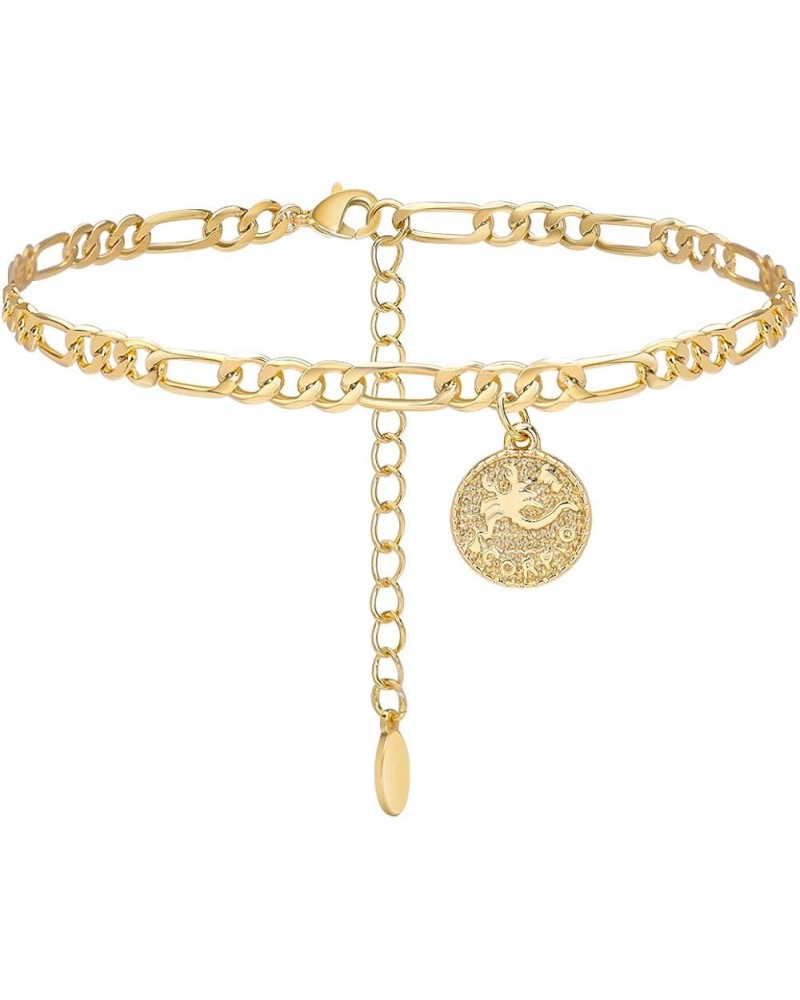 Gold Plated Anklets for Women Dainty Zodiac Constellation Anklet Zodiac Sign Disc Ankle Bracelet 14K Real Gold Plated Anklets...