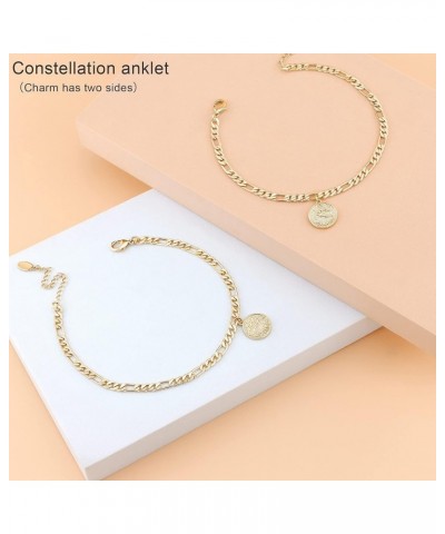 Gold Plated Anklets for Women Dainty Zodiac Constellation Anklet Zodiac Sign Disc Ankle Bracelet 14K Real Gold Plated Anklets...