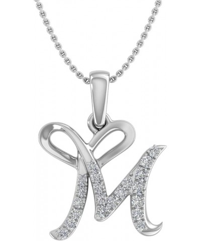 Diamond Initial Letter Pendant Necklace in 10K White Gold (with Silver Chain) - IGI Certified M $62.70 Necklaces