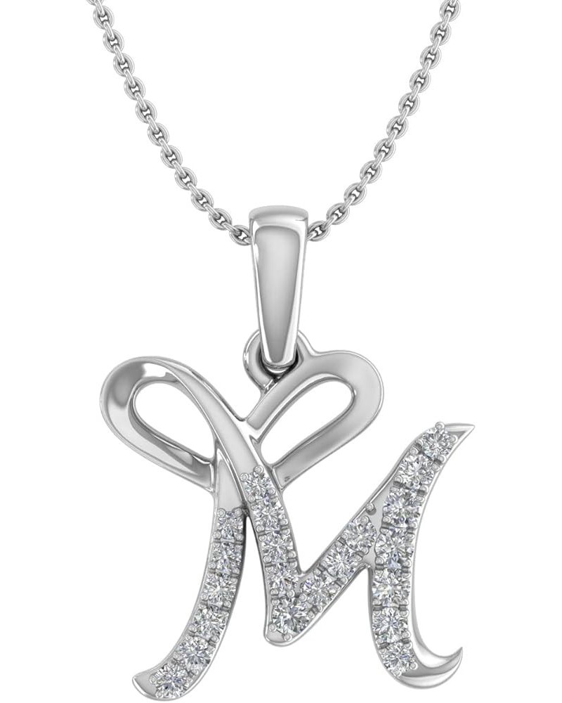 Diamond Initial Letter Pendant Necklace in 10K White Gold (with Silver Chain) - IGI Certified M $62.70 Necklaces