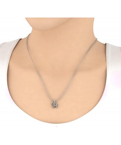 Diamond Initial Letter Pendant Necklace in 10K White Gold (with Silver Chain) - IGI Certified M $62.70 Necklaces