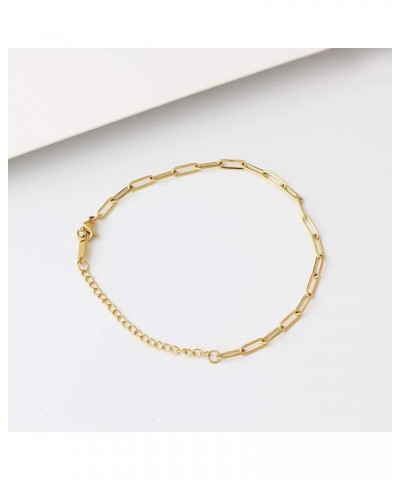 18K Gold Plated Stainless Steel Link Chain Necklace Bracelets for Women Paperclip Chunky Choker Necklace for Girls Chunky Bra...