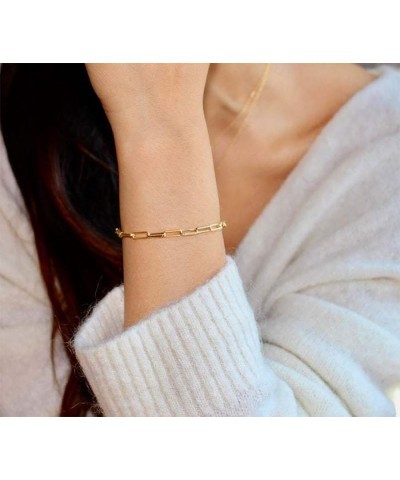 18K Gold Plated Stainless Steel Link Chain Necklace Bracelets for Women Paperclip Chunky Choker Necklace for Girls Chunky Bra...