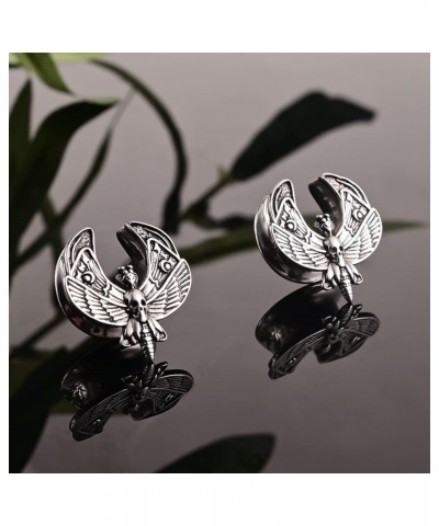 2PCS Butterfly Saddle Ear Plugs Tunnels 316 Stainless Steel Ear Gauges Hypoallergenic Earrings Stretchers Expander Piercing B...