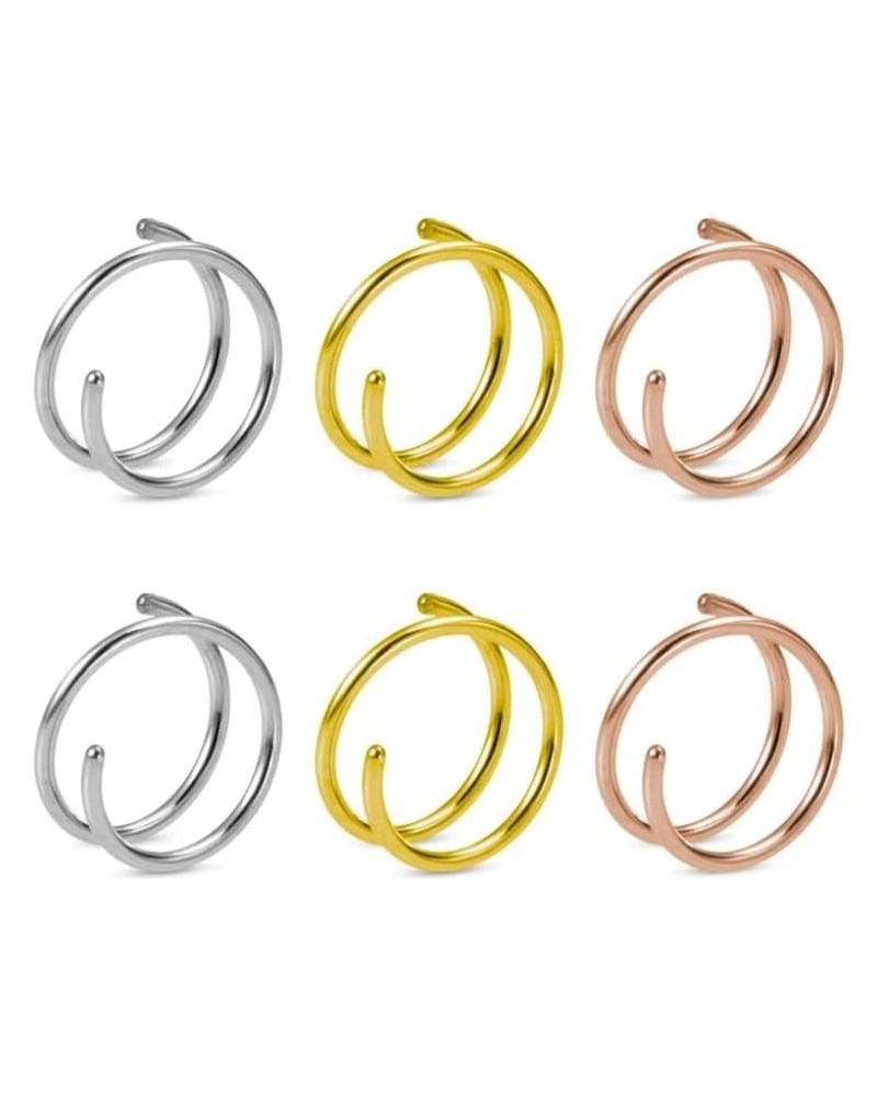 Nose Ring Hoops for Single Piercing Double Hoop Nose Ring 20 Gauge 8mm for Single Piercing Double Nose Ring Hoop Double Loop ...