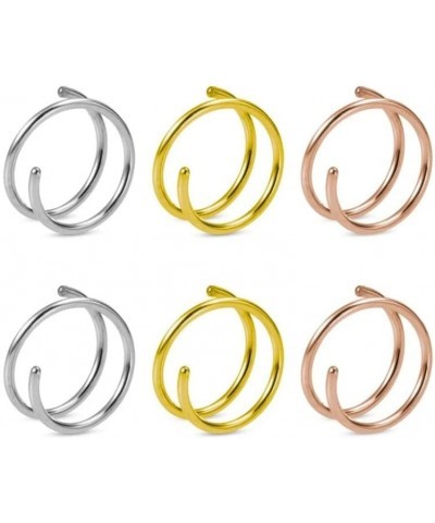 Nose Ring Hoops for Single Piercing Double Hoop Nose Ring 20 Gauge 8mm for Single Piercing Double Nose Ring Hoop Double Loop ...