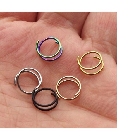 Nose Ring Hoops for Single Piercing Double Hoop Nose Ring 20 Gauge 8mm for Single Piercing Double Nose Ring Hoop Double Loop ...