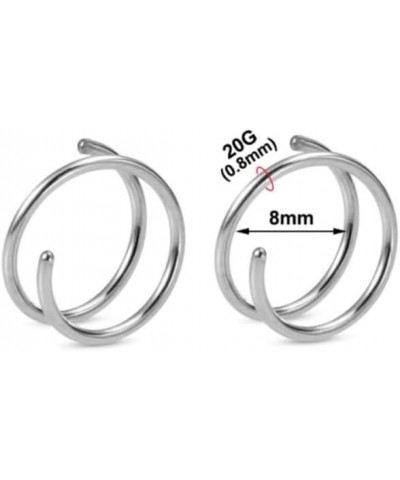 Nose Ring Hoops for Single Piercing Double Hoop Nose Ring 20 Gauge 8mm for Single Piercing Double Nose Ring Hoop Double Loop ...