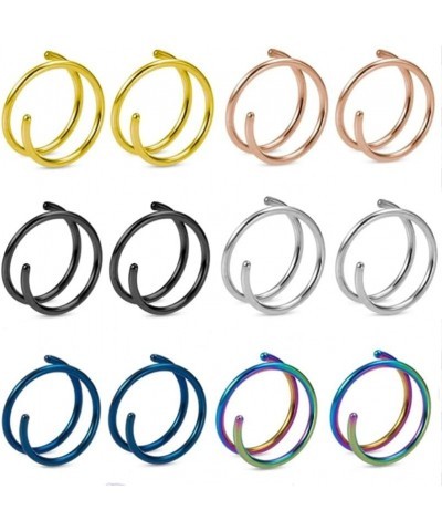 Nose Ring Hoops for Single Piercing Double Hoop Nose Ring 20 Gauge 8mm for Single Piercing Double Nose Ring Hoop Double Loop ...