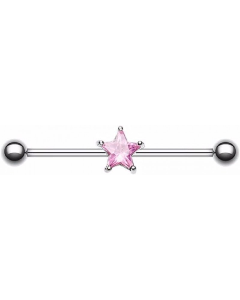 Gem Star 316L Surgical Steel WildKlass Industrial Barbell 14g 32mm Pink $9.68 Body Jewelry