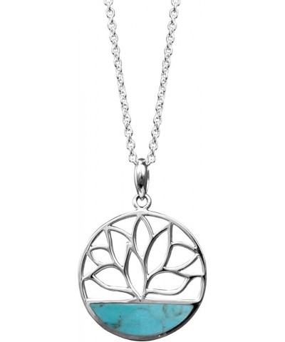 Jewelry Sterling Silver Lotus Flower Necklace, 18 Inches Turquoise $31.61 Necklaces