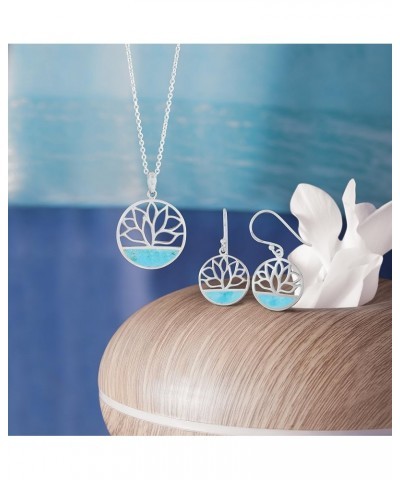 Jewelry Sterling Silver Lotus Flower Necklace, 18 Inches Turquoise $31.61 Necklaces