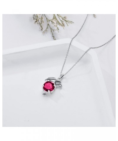 Dragon Necklace for Women/Men Sterling Silver Necklace with Birthstone Gift for Women/Men 07.ruby $20.40 Necklaces