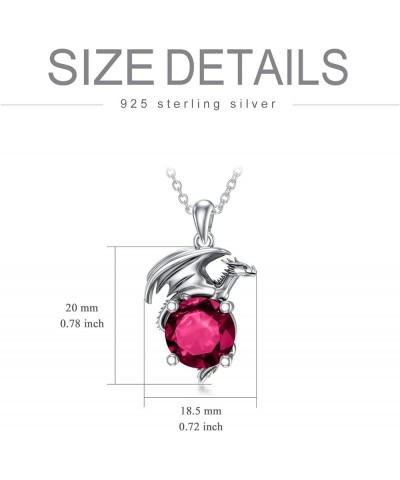 Dragon Necklace for Women/Men Sterling Silver Necklace with Birthstone Gift for Women/Men 07.ruby $20.40 Necklaces