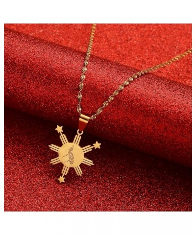 Stainless Steel Philippines Map Pendant Necklaces For Women Men Girls Country Maps Pilipinas Jewelry gold $9.29 Necklaces