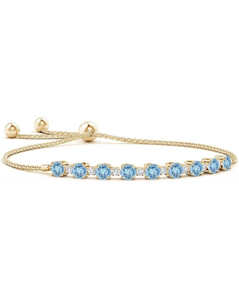 Natural Aquamarine Tennis Bracelet for Women, Girls in 14K Solid Gold | March Birthstone Jewelry Gift for Her | Wedding Anniv...