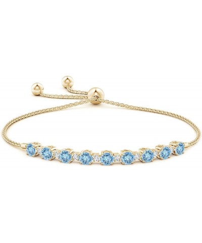 Natural Aquamarine Tennis Bracelet for Women, Girls in 14K Solid Gold | March Birthstone Jewelry Gift for Her | Wedding Anniv...