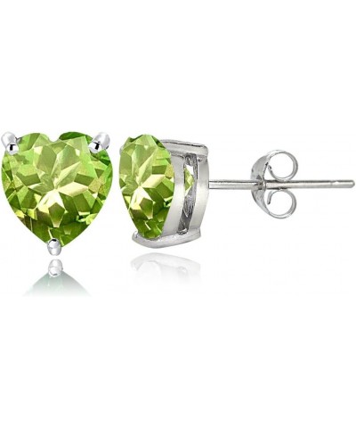 Sterling Silver Genuine, Created or Simulated Birthstone Gemstone 7mm Heart Stud Earrings August-Peridot $16.80 Earrings