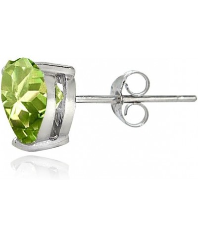 Sterling Silver Genuine, Created or Simulated Birthstone Gemstone 7mm Heart Stud Earrings August-Peridot $16.80 Earrings