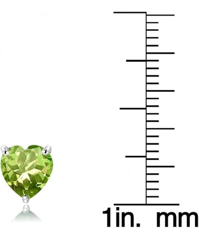 Sterling Silver Genuine, Created or Simulated Birthstone Gemstone 7mm Heart Stud Earrings August-Peridot $16.80 Earrings