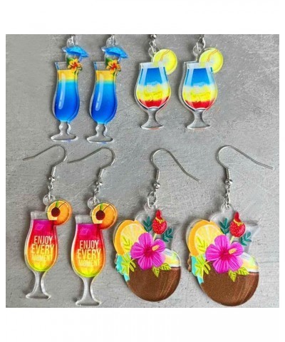 Cute Acrylic Champagne Bottle Drop Dangle Earrings Cocktail With Flowers Earrings Fashion Fun Wine Alcohol Earrings for Women...