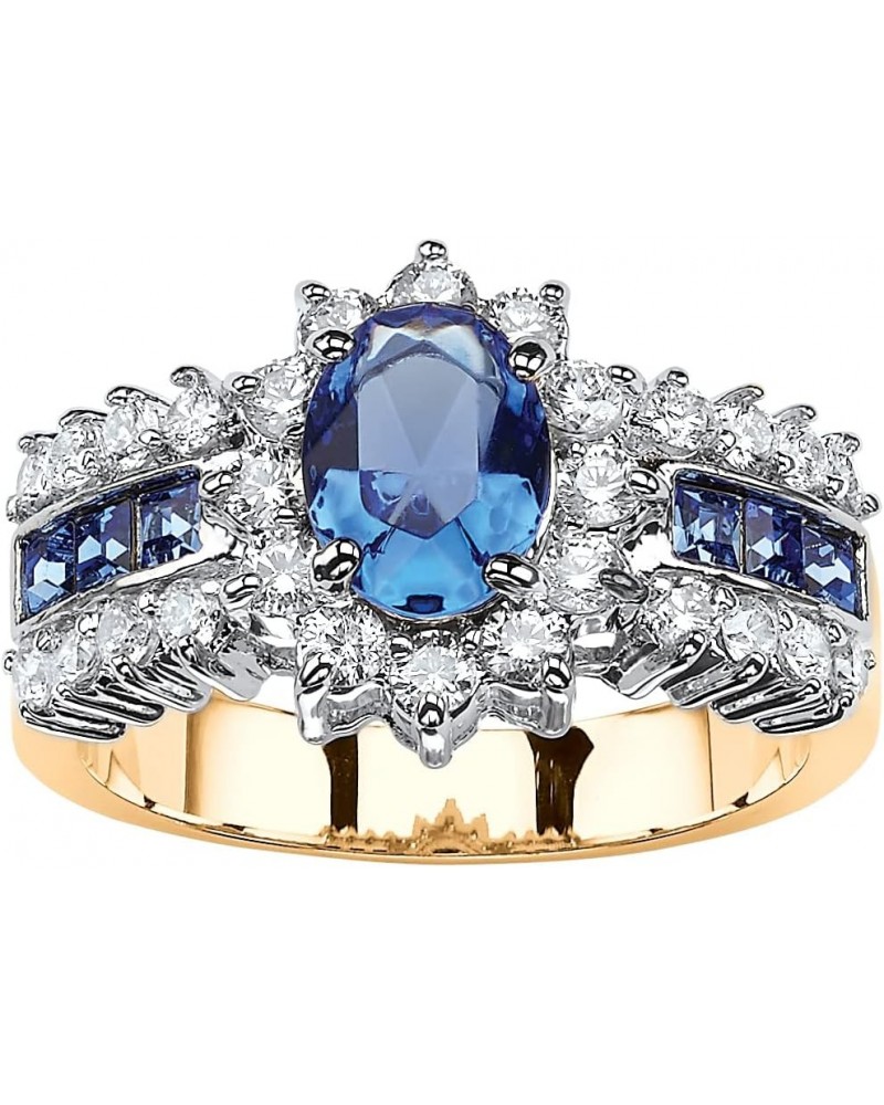 PalmBeach Jewelry Yellow Gold-Plated Oval Cut Colored Crystal and Cubic Zirconia Ring Blue $17.60 Rings