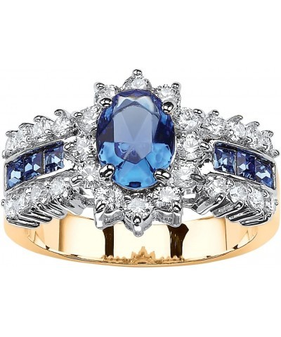 PalmBeach Jewelry Yellow Gold-Plated Oval Cut Colored Crystal and Cubic Zirconia Ring Blue $17.60 Rings