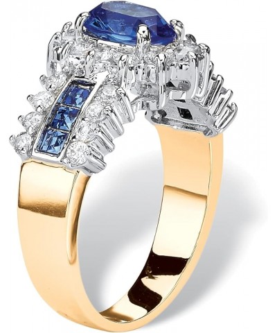 PalmBeach Jewelry Yellow Gold-Plated Oval Cut Colored Crystal and Cubic Zirconia Ring Blue $17.60 Rings