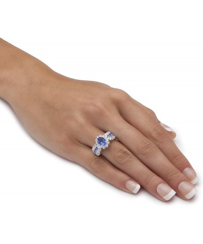 PalmBeach Jewelry Yellow Gold-Plated Oval Cut Colored Crystal and Cubic Zirconia Ring Blue $17.60 Rings